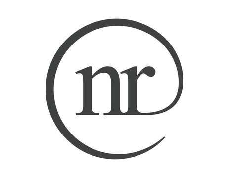 NR logo from two letter with circle shape email sign style. N and R round logotype of business company