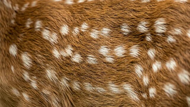 Detailed close-up of natural animal fur texture, a beautiful spotted coat pattern in brown and white, wildlife organic surface background.