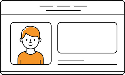Online Profile Card Interface Illustration with User Avatar and Information Panel for Website Dashboard, Account Management, and Web Application UI Design
