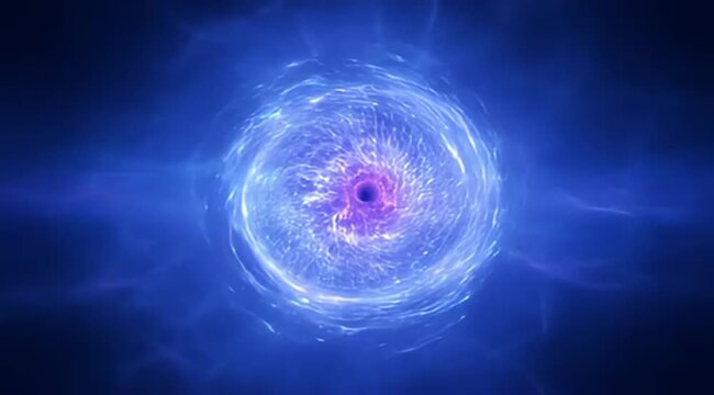 Dramatic swirling vortex of blue and purple energy, possibly a cosmic entity