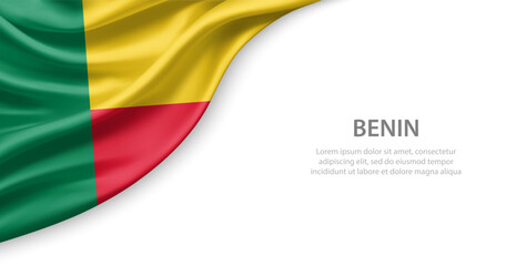Benin Waving National Flag Template Background With Copy Space