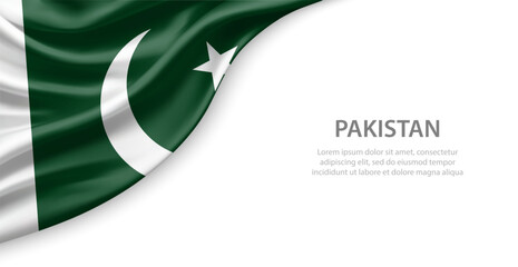 Pakistan Waving National Flag Template Background With Copy Space