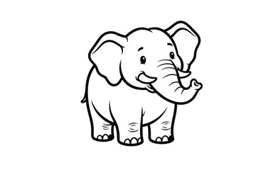 Fototapeta premium A cute cartoon elephant with a happy expression