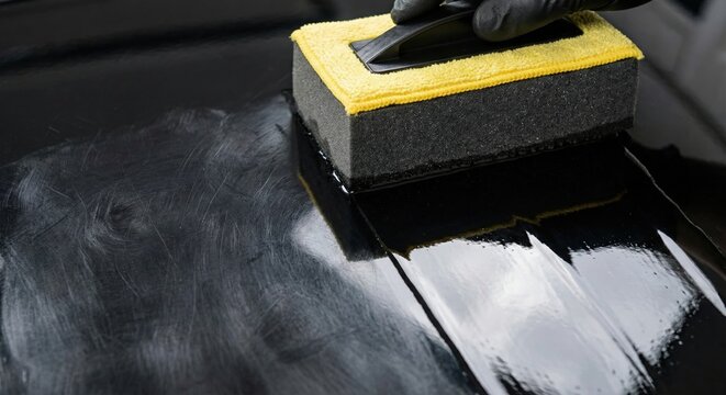 Applying ceramic coating to black car paint for high gloss