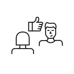 Woman and man on job interview or date and like symbol. Interaction approved. Pixel perfect, editable stroke vector icon