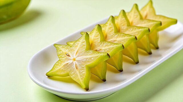 Star fruit slices on white plate