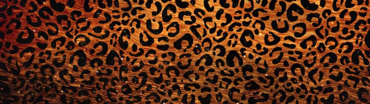 Luxury Golden Leopard Fur Background with Radiant Shimmering Sparkles and Cinematic Dust