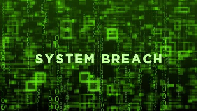 system breach text animation on futuristic technology background