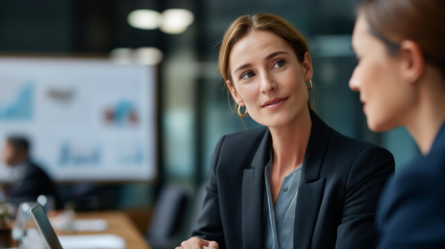 Serious professional faceless female advisor consulting client at meeting table talking and having business conversation or making offer financial advisor giving expert advice