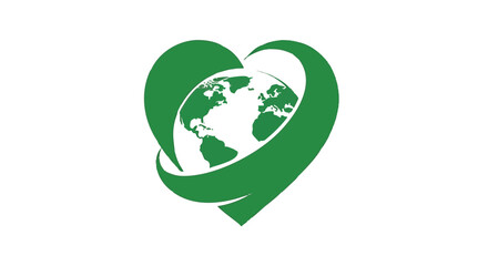 Obraz premium Green heart earth icon vector