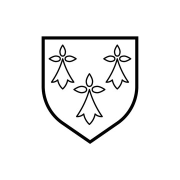 Illustration vectorielle minimaliste d&rsquo;un &eacute;cusson breton d&eacute;cor&eacute; d&rsquo;hermines. Symbole embl&eacute;matique de la Bretagne, en style line art noir et blanc