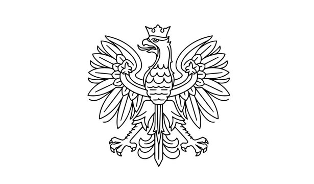 Minimal Line Art Polish Eagle Heraldic Crest Vector