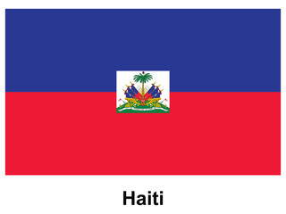 Obraz premium National Flag of Haiti with Blue and Red Color Design Featuring Coat of Arms