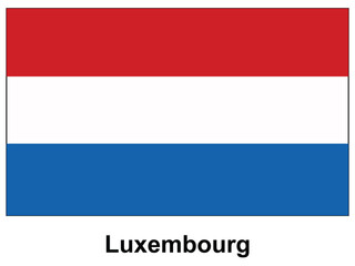 Colorful Luxembourg Flag on White Background with Bold Country Label