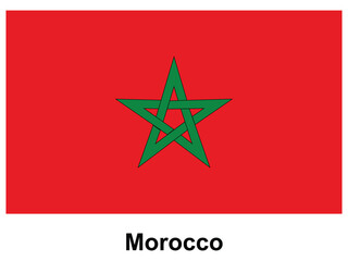 Vibrant Moroccan Flag with Green Star on Bright Red Background