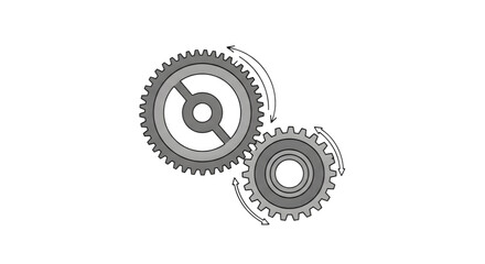 Gears working together isolated transparent background