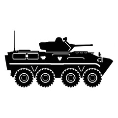 Fototapeta premium Black Silhouette Armored Personnel Carrier – Side Profile Vector Isolated on White