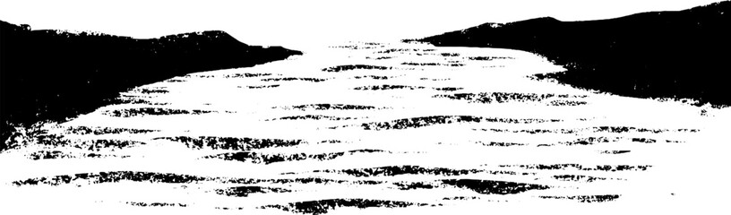 Fototapeta premium Abstract river ripple rings in high contrast stencil design for artistic prints