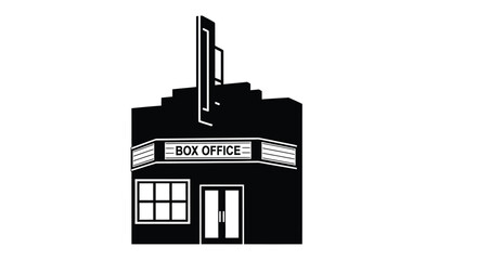 Obraz premium A graphic illustration of a classic black and white movie theater building