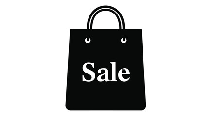 Black shopping bag with the word sale prominently displayed in white teZt