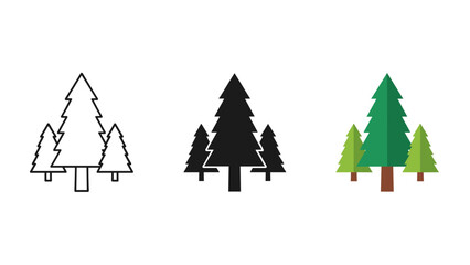 Obraz premium Three illustrations of pine trees in different styles Vector
