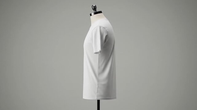 White T-Shirt on Mannequin - Front, Side, and Back Views for Apparel Mockup and Design.
