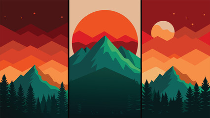 A serene landscape with rolling hills and a vibrant sunset sky Vector © Rana Islam