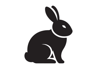 Obraz premium easter bunny logo silhouette vector, bunny silhouette logo vector illustration, rabbit silhouette vector logo, animal wildlife happy easter bunny logo silhouette design on white background