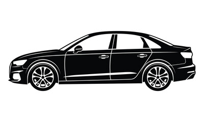 Fototapeta premium Black Car Sedan Silhouette Isolated Vector — Automobile Vehicle Side View Clipart