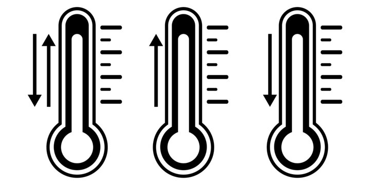 Temperature Change Thermometer Up Down Weather Icon Set
