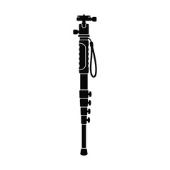 Fototapeta premium Monopod Camera Stand Symbol Silhouette Vector — Photography Tripod Support Black Isolated Clipart
