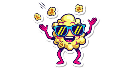 Obraz premium Cool Popcorn Character Juggling Popcorn with Sunglasses