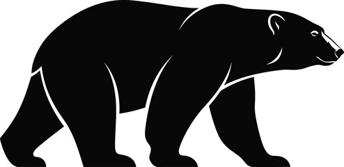 Polar bear walking silhouette vector illustration isolated on white background, arctic animal wildlife design element for logo, icons, stickers and nature conservation projects. © LITON WORLD