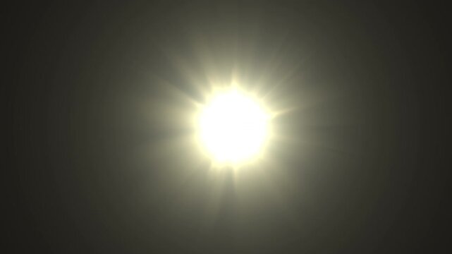 Bright Sun Style Flare with Spikes Rotating on Black Background. Use add or screen modes to remove backdrop and overlay on your videos.