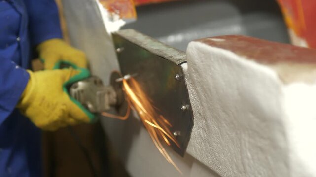 Cutting stainless steel bolts using angle grinder boat transom plate