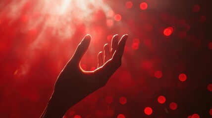 Abstract Hand Reaching into Mystical Red Light reaching light mystical abstract red spiritual divine