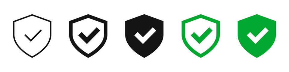 Naklejka premium Safety shield symbols with check mark, security and protection symbol, protection issues notifications with tick