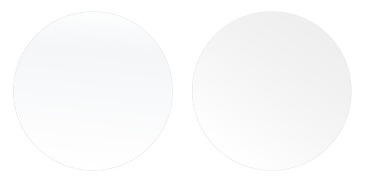 Shiny transparent circle glass or acrylic plate PNG, realistic shiny glossy glass panel with light glare reflective surface effect, gradient window mirror