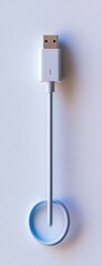 White USB Cable on Minimalist Background with Circular Detail