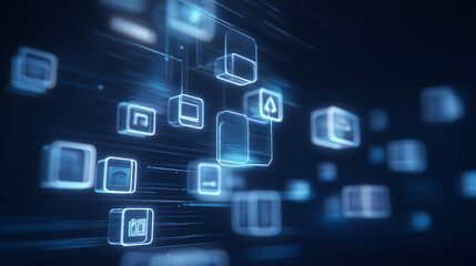 A futuristic digital interface with interconnected nodes and glowing lines. isolated on transparent background, isolated on white background, Vector