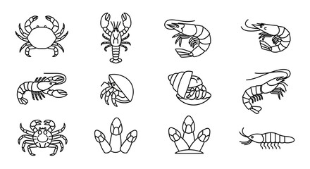Obraz premium Collection of Various Seafood Illustrations.