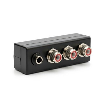 Audio splitter with rca and 35mm jack isolated on white background