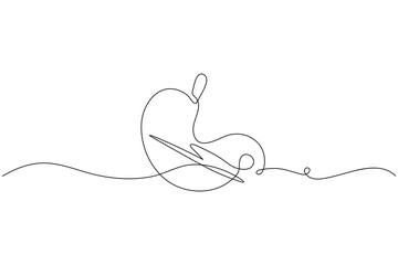 Stomach continuous one line drawing minimalist medical icon on white background
