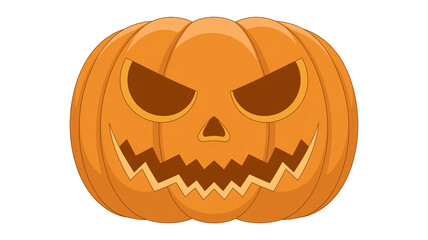 Cartoon Jack-o'- Lantern Pumpkin with an Angry Face and Jagged Teeth on a White Background Keywords: pumpkin, jackolantern, halloween, spooky, scary, face, carved