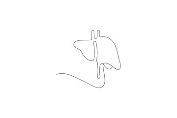 Stomach continuous one line drawing minimalist medical icon on white background
