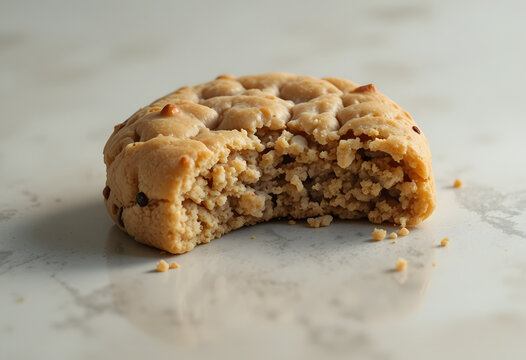 Half Eaten Cookie Isolated on a Ceramic Surface