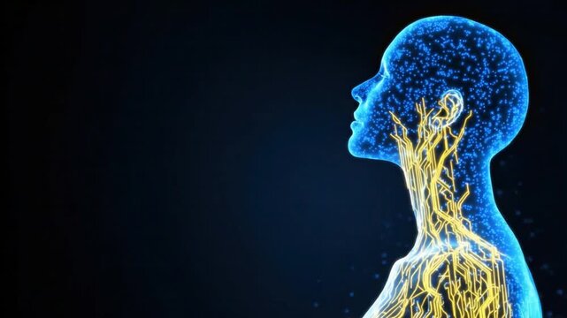 Human Anatomy: A striking illustration of the human form, highlighting the intricate network of nerves within a body, representing the beauty of human body.