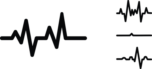 Collection of various electrocardiogram waveforms on transparent background