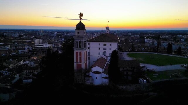 Udine from above. Castle Hill and Angel's Bell Tower. Emotions that stand out in the clear sky