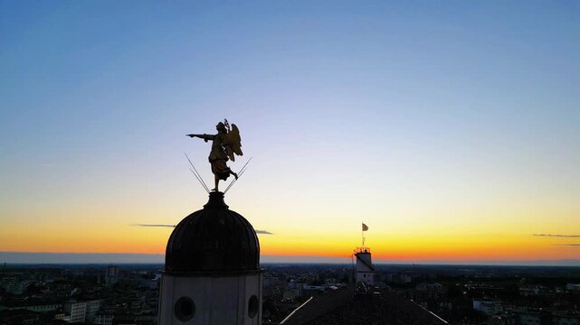 Udine from above. Castle Hill and Angel's Bell Tower. Emotions that stand out in the clear sky